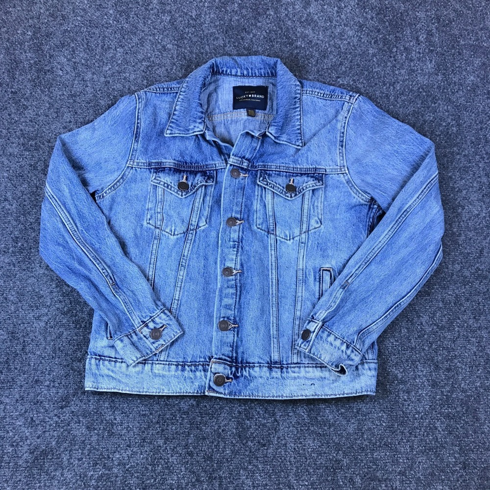 Lucky Brand The Tomboy Trucker Jacket Womens Medium Blue Denim Button Front